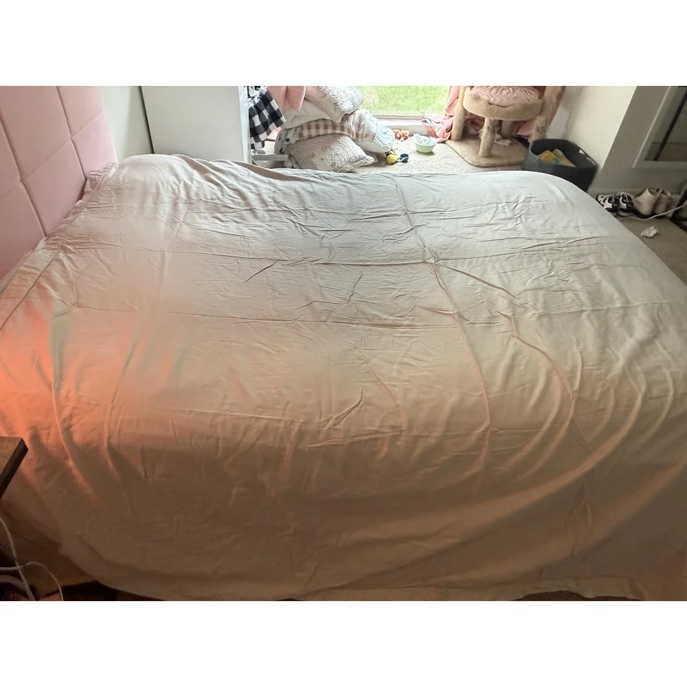 De Medici Fine Italian Luxe King Duvet Cover Light Grey Hemstitch Linen Bedding